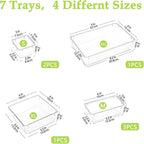Clear Acrylic Drawer Organizer Trays, 5 Size Junk Box Organization Small Storage Container Bin for Desk Makeup Bathroom Vanity Kitchen Tool Make Up Workspace Home Dorm Apartment Office Room Nightstand