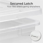 IRIS USA 8 Pack Plastic File Box with Lid for Letter/Legal Files, 35 Quart Stackable Clear Organizer Bin, Built-in File Ledge, Durable & Portable