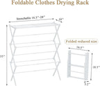 Foldable Drying Rack Clothing, 3-Tier Portable Clothes Drying Racks for Indoor & Outdoor, Anti-rust Compact Laundry Rack Collapsible, Compact Size, 15 lbs Max Load, White 28"D x 10"W x 35"H