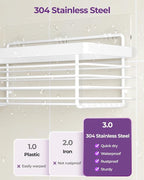 ODesign Shower Caddy 3 Pack SUS304 Stainless Steel-No Drilling-Shower Bathroom Shelves Rack,Rustproof Wall Mounted,Adhesive Shower Shelf Basket Organizer-White