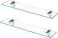 KES Glass Shelf for Bathroom, 24 Inch Bathroom Shelf with Tempered Glass and Polished Chrome Bracket Wall Mounted 2 Pack, BGS3201S60-P2