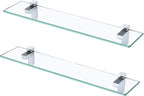 KES Glass Shelf for Bathroom, 24 Inch Bathroom Shelf with Tempered Glass and Polished Chrome Bracket Wall Mounted 2 Pack, BGS3201S60-P2