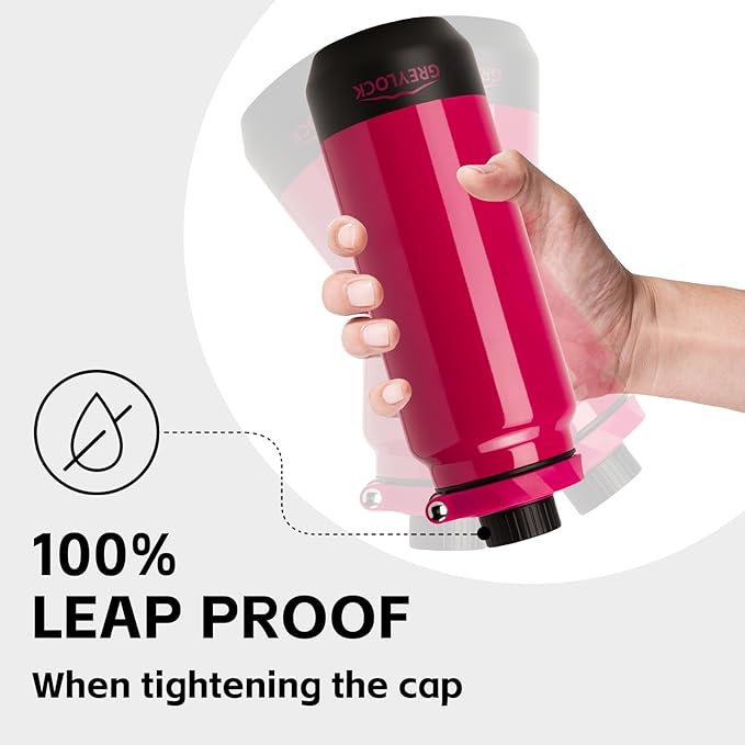 GREYLOCK 32 oz Insulated Water Bottle with Straw Lid, Leakproof Reusable Stainless Steel Vacuum Flask, 24hr Cold & Hot, Carry Handle & Silicone Spout, BPA-Free for Gym, Hiking, Travel, Red
