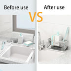 Kitchen Sink Caddy Sponge Holder, Quick Draining, SUS 304 Stainless Steel Sponge Organizer, Basket for Cleaning and Scrub Tool, Kitchen Sink Brush Caddy Holder