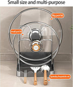 Pot lid Holder And Spoon Rest, 2 Layers Lid And Spoon Rest Pot Lid Organizer With Drip Tray, Multifunctional Utensils Pan Pot Cover Lid Rack Shelf for Pot Lids, Spatulas, Spoons (Black)