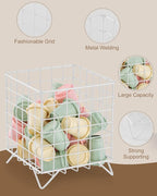 FantasyLife K Cup Holder Organizer, 5.3" x 5.3" x 6.3" Coffee Pod Storage Basket, Coffee Bar Accessories Metal Basket, Large Capacity Countertop Organizer for Kitchen Counter & Office Desktop (White)