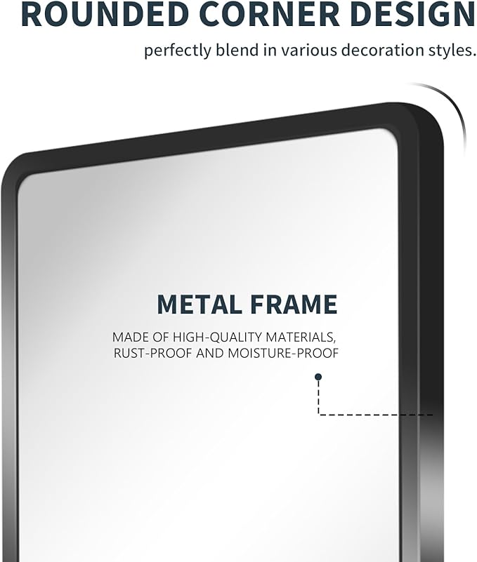 Bathroom Medicine Cabinet with Mirror, 20x30 inch Metal Black Recessed Medicine Cabinet with 3 Adjustable Metal Shelves, Rounded Rectangle Storage Cabinet