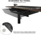 Under Desk Mounted Sliding Drawer with 60 Degree Tilt Panel to Pull Out, 15'' Long & 9'' deep Large Storage Organizer for Sit Stand Workstation