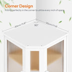 HOOBRO Bamboo Bread Box, Kitchen Countertop Corner Bread Box, Large Capacity 2-Tier Bread Container, Bread Storage Container with Dual Rippled Acrylic Doors, for Kitchen Food Storage, White WT12MB01