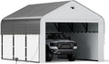 10x16 Metal Carport,Enclosed Carports Heavy Duty,Car Tent Garage with Removable Sidewalls & Door,Car Port Kits for Snow,Outdoor Car Shelter