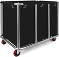 Commercial Laundry Cart with Wheels, 400L Capacity Heavy Duty Large Laundry Basket with Watertight Oxford Bag and Sturdy Steel Frame for Home, Hotel,Hospital,440 lbs(Black)