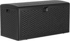 Garvee 99 Gallon Waterproof Large Resin Deck Box Indoor Outdoor, Lockable Storage Container for Patio Furniture Tools, Waterproof Deck Box Patio Storage Bin for Pool Garden, Black