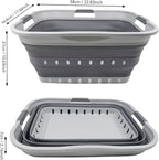 SAMMART 42L (11 gallon) Collapsible Plastic Laundry Basket - Foldable Pop Up Storage Container/Organizer - Portable Basket - Space Saving Hamper (Grey/Dark Grey (Set of 2))
