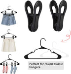 Black Hanger Clips 60 PCS, Multi-Purpose Plastic Clips Perfect for Plastic Hangers Velvet Hanger, Finger Clips for Skirt Pants Hangers