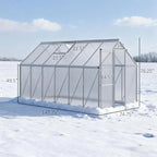 Aluminum Greenhouse with Polycarbonate Panels, Walk-in Garden Greenhouse for Outdoor Plant Growing, Durable Structure for Year-Round Gardening (Silver + Aluminum-4)