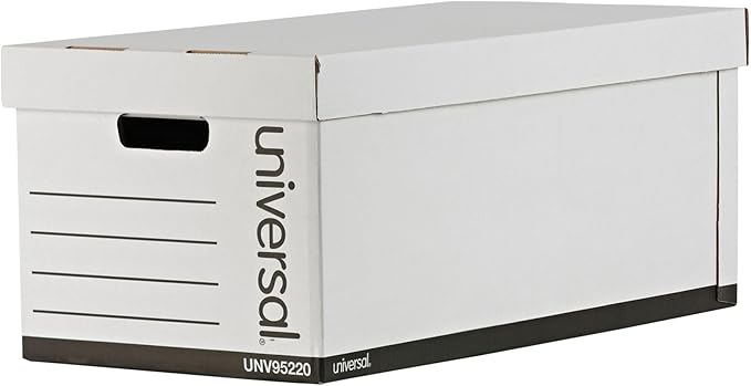Universal 95220 Lift-Off Lid File Storage Box, Letter, Fiberboard, White, 12/Carton