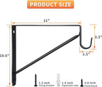 Kunzye 2 Pack Heavy Duty Closet Shelf & Rod Brackets, Black Steel, Wall Mount, Clothes Hanger Pole Support, Closet Shelves Bracket with Rod Shelving Support