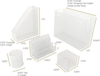 BLU MONACO | White Desk Organizer Set | 5 Piece Metal Office Desk Organizer with Hanging File Holder, Magazine Organizer, Pen Cup, Sticky Note Holder, Mail Sorter | Desk Organizers and Accessories