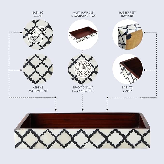 Handicrafts Home 10x6 Black Small Bathroom Tray, Vanity Organizer for Perfume & Cosmetics, Kitchen Counter, Bathroom Tray, Guest Towel Holder, Decorative Napkin Holder, Bathroom Countertop Storage