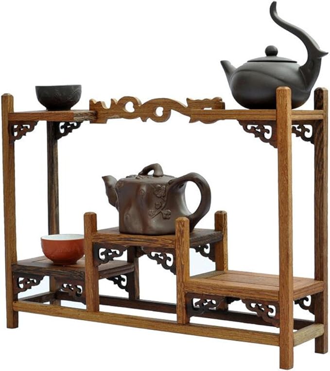NWFashion Chinese Wooden Assemble Display Stand Symmetric Short Floor Curio Cabinets Shelf (2)