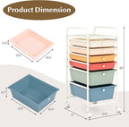 GOFLAME 6-Drawer Rolling Storage Cart, Multifunctional Art Craft Organizer Cart, Mobile Utility Storage Cart with Removable Drawers & Lockable Wheels, Craft Cart for Home Office, Macaron Color