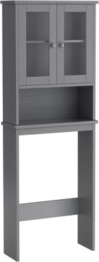 Walsunny Over Toilet Storage Cabinet, BathroomShelf Organizer Over Toilet, Washing Machine Box, Space Saver with Adjustable Decorative Racks（Gray）
