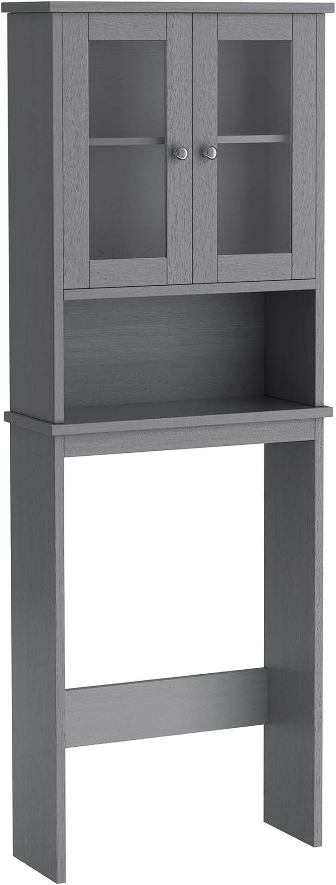 Walsunny Over Toilet Storage Cabinet, BathroomShelf Organizer Over Toilet, Washing Machine Box, Space Saver with Adjustable Decorative Racks（Gray）