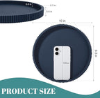 Silicone Bathroom Tray Round Kitchen Counter Organizer Decorative Vanity Accessories Coffee Table Decor for Perfume, Candle, Soap Dish, 10 Inch, Dark Blue