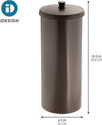 iDesign Freestanding Bathroom Toilet Paper Storage Holder with Lid for 3 Extra Rolls, Bronze