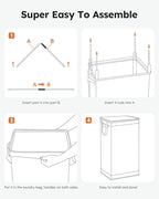 SOLEDI Laundry Hamper with Lid 100L Large & Tall Collapsible Laundry Basket, Clothes Hamper with Bag Removable Easy to Carry, Dirty Hampers for Bedroom, Bathroom, Dorm, College, Cement