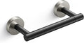 FORIOUS Toilet Paper Holder Wall Mount, Stainless Steel Rustproof Double Post Pivoting Tissue Roll Holder for Bathroom, Commercial Toilet Paper Dispenser, Matte Black & Stainless Steel