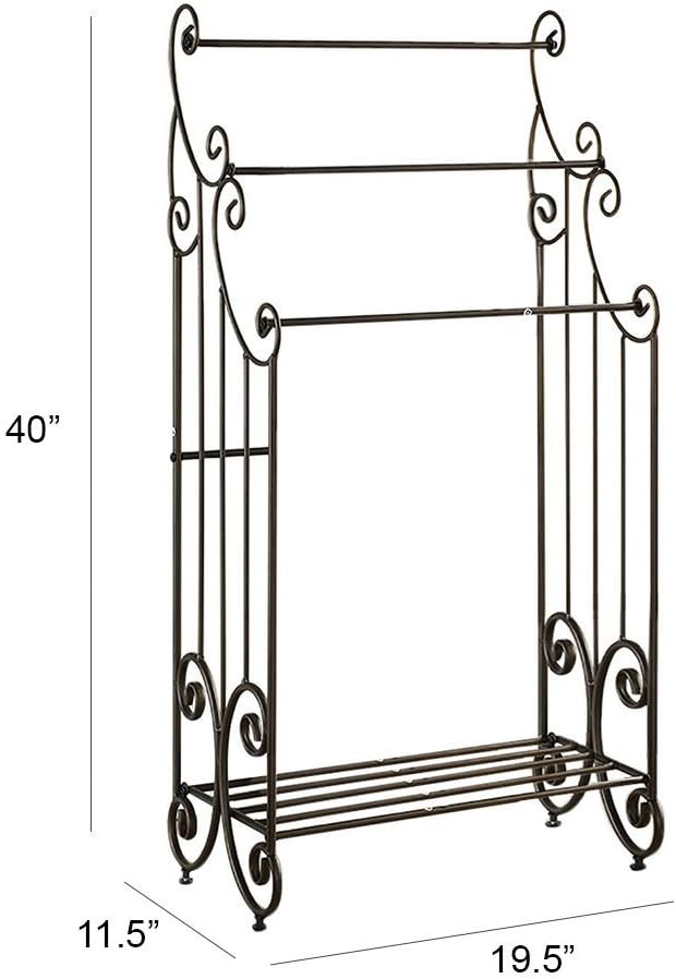Kings Brand Furniture Pewter Metal Towel Racks for Bathroom with Shelf - 3 Long, Sturdy, Versatile & Modern Towel Rack with Storage Shelf Perfect for Laundry Room, Kitchen Area & Bathroom Towel Rack