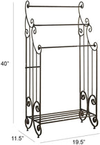 Kings Brand Furniture Pewter Metal Towel Racks for Bathroom with Shelf - 3 Long, Sturdy, Versatile & Modern Towel Rack with Storage Shelf Perfect for Laundry Room, Kitchen Area & Bathroom Towel Rack