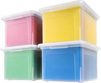 IRIS USA 8 Pack Plastic File Box with Lid for Letter/Legal Files, 35 Quart Stackable Clear Organizer Bin, Built-in File Ledge, Durable & Portable