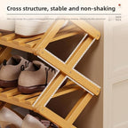Bamboo Shoe Rack Organizer, 2-10 Tiers, Natural or Tea Color, No-Tool Assembly, Foldable Storage Shelf (No Installation 9 Layer 30-Tan)