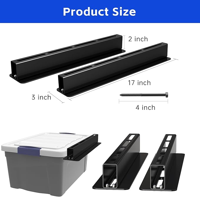 6-Pack Overhead Storage Rack, Ceiling Rack for Bin Organization, Heavy-Duty Garage Support for Most Containers (for 5 Bins)