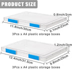 6 Pack A4 File Portable Project Case, Plastic Storage Box for 8.5" x 11" Letter Paper, Documents Magazines Holder Scrapbook Paper Storage Boxes (blue)
