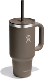 Hydro Flask Travel Tumbler with Handle, Lid and Straw - Insulated Stainless Steel in 32 Oz Sandpiper