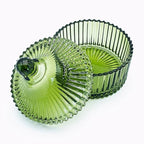 Colorful Glass Jar With Lid,Candy Dish,Jewelry Box,Decorative Jar(Olive Green)