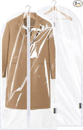 BALEINE 48'' Clear Garment Bags, 2 Packs PEVA Dress Bag for Closet Clothes Dresses Suit Coats Storage (Clear, 2PK)