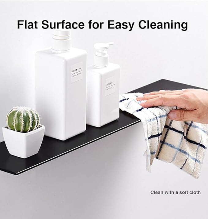 TRUSTMI Wall Mounted Bathroom Shelf, SUS 304 Stainless Steel Floating Storage Organizer, Kitchen Bedroom Flat Shelf, 20 inch by 4 inch, Matte Black