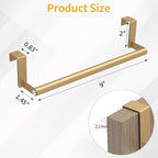Over The Door Towel Rack, Kitchen Towel Holder Over Cabinet Door Towel Bar Stainless Steel for Cupboard for Kitchen Dish Towel Holder Hanger, 2 Pack (Gold)