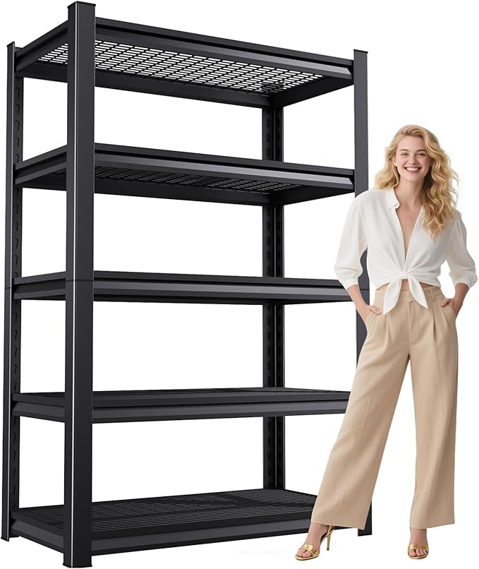 5-Tier Garage Shelving Heavy Duty, 2500LBS Garage Shelves, Adjustable Metal Shelving Unit, Garage Storage Shelves, Utility Storage Rack Shelf, Shelves for Garage Storage, 72" H×36" W×15.7" D