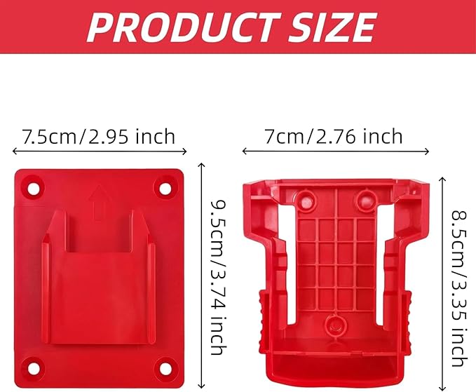 10PC Battery Holder and Tool Holder for Milwaukee M18 18V, Wall Mount Rack Organizer Storage Shelf with Screws