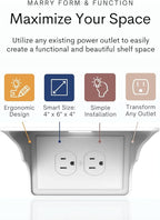 Power Perch Horizontal Wall Outlet Shelf – Bathroom Shelving for Electric Toothbrush & Organization – Useful as Alexa Dot Holder, Small Wall Shelf Apple Homepod Mini Wall Mount – White, 2-Pack