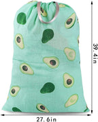 Sanlykate Extra Large Laundry Bag with Drawstring Closure and Handle, 28 x 40 Inch Heavy Duty Travel Dirty Clothes Bag for Laundromat and Household, Green Avocado