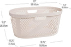 Mind Reader 40L Ventilated Laundry Baskets, Lightweight Clothes Hamper with Cutout Handles for Bathrooms and Closets, Plastic, Set of 2, Ivory