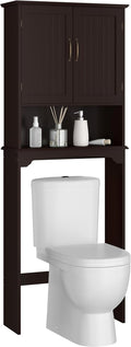 Yaheetech Over The Toilet Storage with 2 Doors & Adjustable Shelf, Free Standing Toilet Rack Wooden Space-saving Collect Cabinet, Bathroom Furniture, 9Dx24.5Wx66H Inches, Espresso