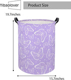 Kids Laundry Basket Baby Hamper Toy Storage Bin for Boys Room Decor Baby Nursery Hamper Gift Baskets for Bedroom Bathroom(Purple Butterfly)