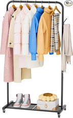 SINGAYE Clothes Rack Garment Coat ：Drying Clothing Racks Metal Freestanding for Hanging Clothes Portable Closet for Laundry Bedroom Black